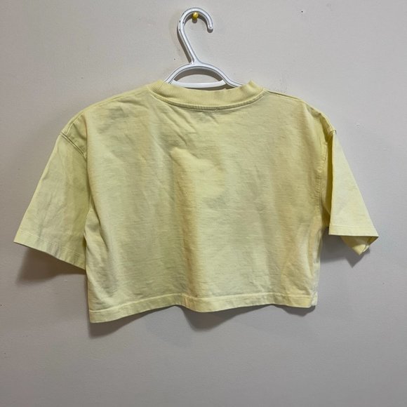 ZARA Womens Yellow Crop T Shirt Short Sleeve Top Sz S - Picture 2 of 5